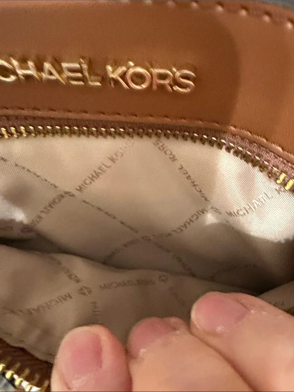 Michael Kors Beige and Brown Logo Mini Backpack